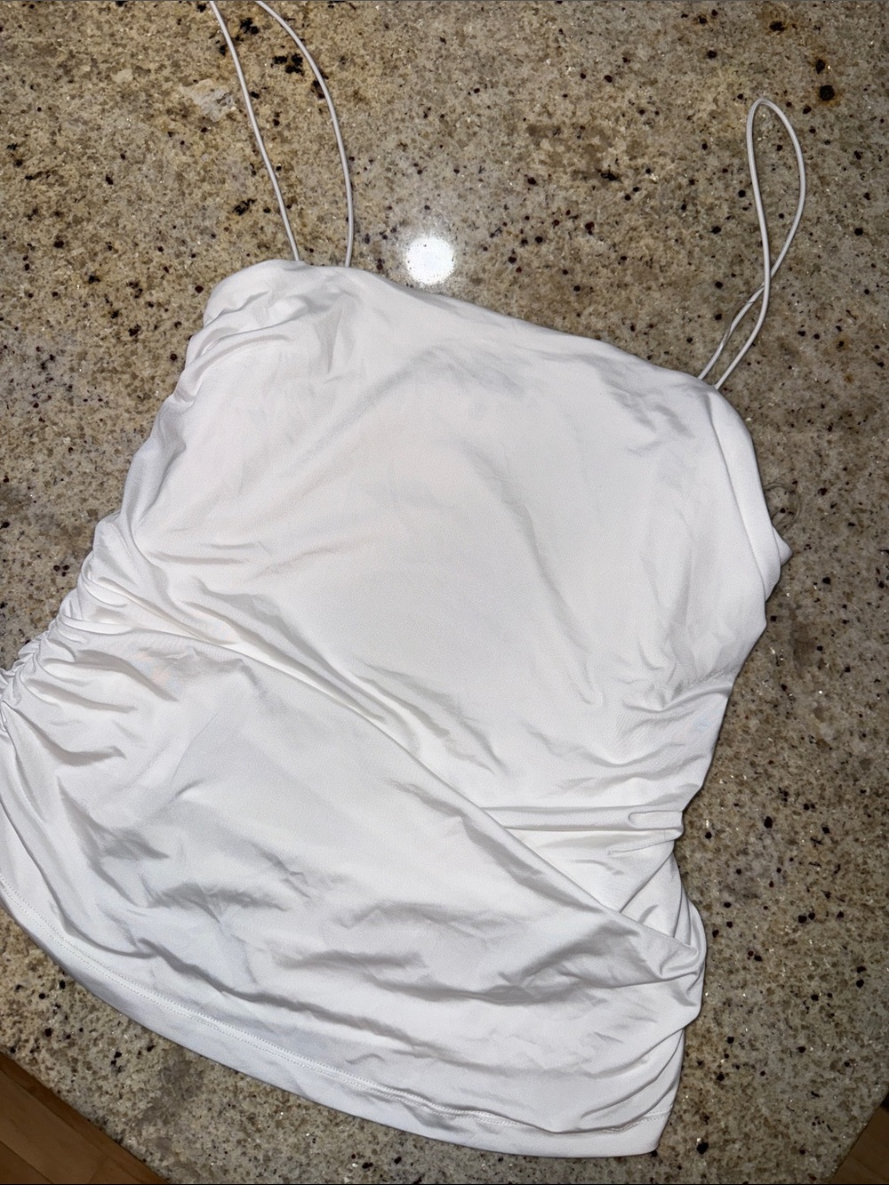 White Women's Spaghetti-Strap Camisole Top Cinched Waist